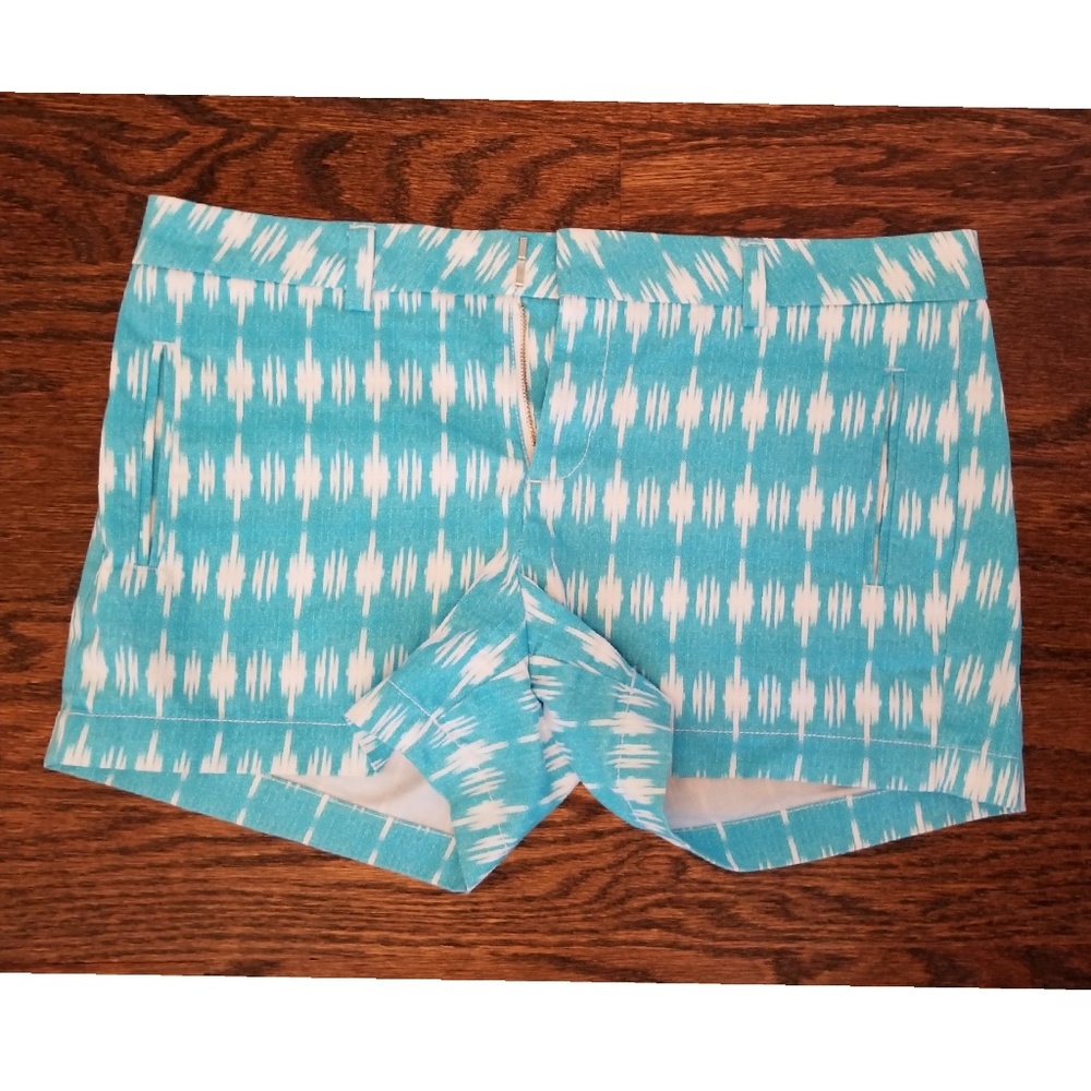Blue and white patterned shorts